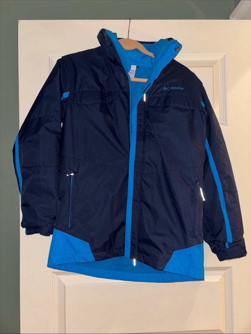 Columbia Kids Navy and Bright Blue Hooded Convertible Ski and Winter Coat